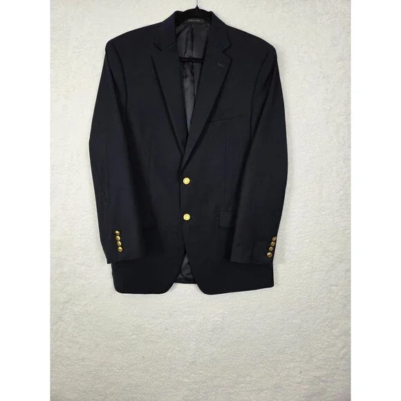 Lauren Ralph Lauren Sport Coat Blazer 38R Blue Wool Blend Gold Button Classic - Picture 1 of 8
